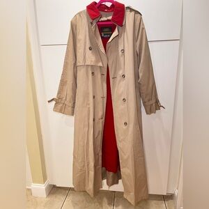 London Fog Tan and Red Trench Coat